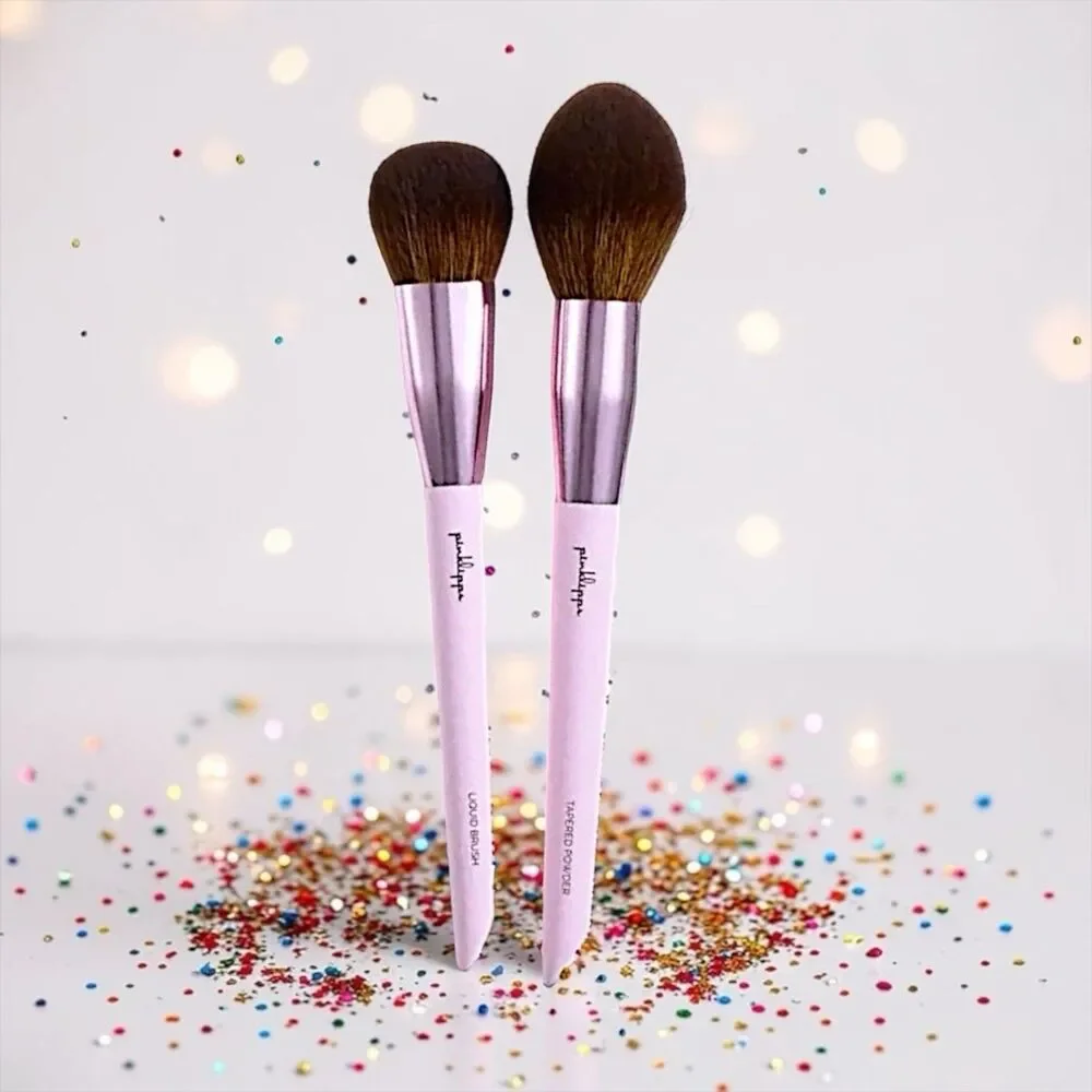 PinkLipps Cosmetics Makeup Brush Set Liquid Brush & Tapered Brush Set NWOB